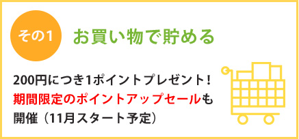 お買い物で貯める100円につき1ポイントプレゼント！期間限定でポイントアップセールも開催！